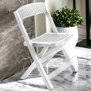 URBNGARDEN 88cm Height Collapsible Outdoor Folding White Garden Chairs Camping Patio Lounge