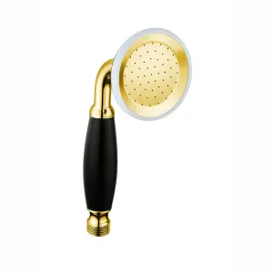 ENKI Handshower English Gold Black Traditional Victorian Solid Brass & Porceliain Handheld Shower Head E18