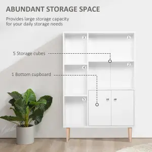 HOMCOM Cabinet Shelves Bookcase Storage Unit Free Standing w/ Two Doors White