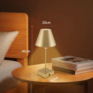 HARPER LIVING Cordless Table Lamp, 5200mAh Battery Operated Desk Light, Modern LED Rechargeable Lamp with Dimmer Switch-Gold