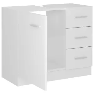 Berkfield Sink Cabinet High Gloss White 63x30x54 cm Engineered Wood