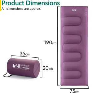 Envelope Sleeping Bag 2 Season Single Adult Outdoor Camping 200gsm Purple Trail