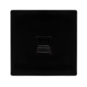 Matt Black Screwless Plate Secondary Telephone Single Socket - Black Trim - SE Home