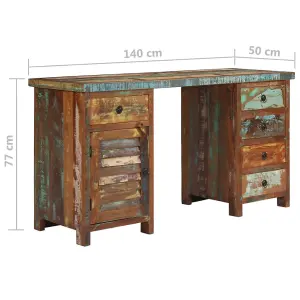 Berkfield Pedestal Desk Solid Reclaimed Wood 140x50x77 cm