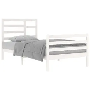 Berkfield Bed Frame White Solid Wood 100x200 cm