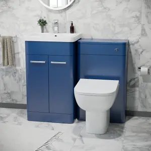 Nes Home 500mm Freestanding Vanity Unit with Basin,Back to Wall Toilet, WC unit Royal Blue