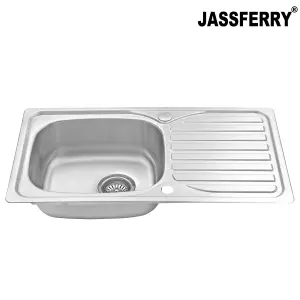 JASSFERRY Stainless Steel Kitchen Sink 1.0 Single Bowl Topmount Reversible Drainer