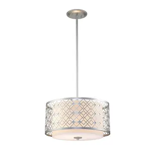 Luminosa Ziggy 2 Light Cylindrical Pendant Ceiling Light, Lacquered Silver