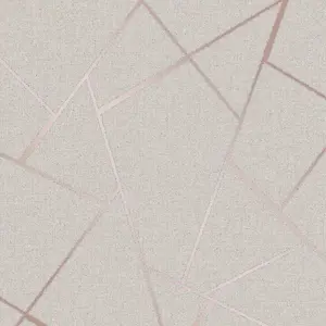 Quartz Fractal Wallpaper Beige and Rose Gold Fine Decor FD42282