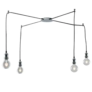 Luminosa GROOVE 4 Light Cluster Pendant Ceiling Light Chrome 250cm