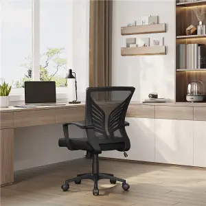 Yaheetech 2pcs Adjustable Swivel Office Chair with Lumbar Support - Black