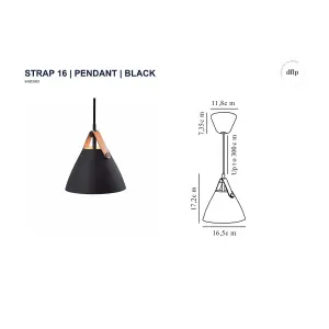 Nordlux DFTP Strap 16 Indoor Living Dining Metal Pendant Ceiling Light in Black (Diam) 16.5cm