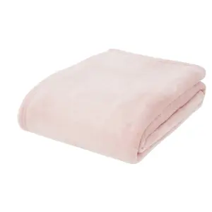 Catherine Lansfield Raschel Velvet Touch 130x170cm Blanket Throw Blush Pink