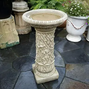 Large Stone Cast 'Bacchus' Design Birdbath