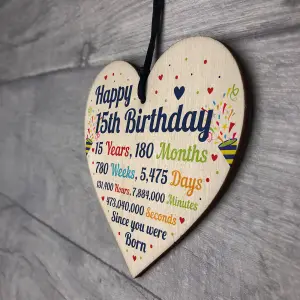 Red Ocean 15th Birthday Gift For Boys Wooden Heart 15th Birthday Gift For Girls 15th Birthday Decorations