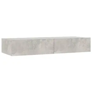 Berkfield TV Cabinet with LED Lights Concrete Grey 90x35x15.5 cm