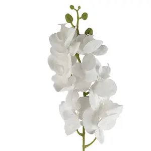 Pack of 6 x 100cm Artificial Phalaenopsis Orchid White Stem