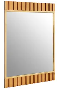 Interiors by Premier Accent Mirror With Metallic Gold Fringes, Sleek Luxe-Style Rectangular New Mirror, Modern Wall Mirror