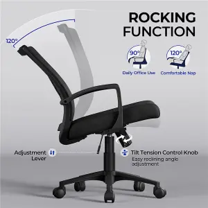 Yaheetech 2pcs Adjustable Swivel Office Chair with Lumbar Support - Black