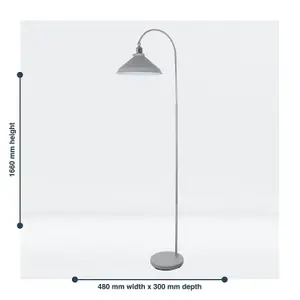 First Choice Lighting Maxwell Flint Grey Chrome Floor Reading Lamp