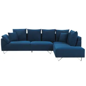 Corner Sofa LUNNER Navy Blue Corduroy Left Hand