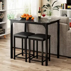 Costway 3-Piece Dining Table Set Modern Bar Table w/ 2 Upholstered Bar Stools