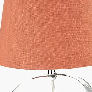 Clear Glass Table Lamp with Terracotta Shade