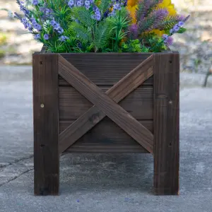 Outsunny Wooden Garden Raised Bed Planter Grow Containers Pot, 100x36.5x36cm