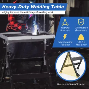 COSTWAY Welding Table Folding Welding Workbench w/ 76 x 51 cm Tabletop