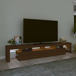 Berkfield TV Cabinet with LED Lights Brown Oak 230x36.5x40 cm