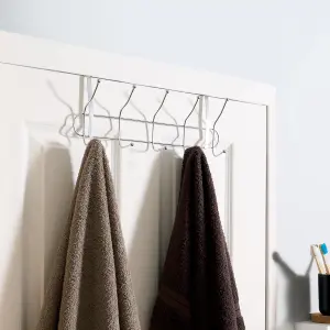 Over Door 10 Hook Hanging Storage Coat Jacket Towel Rack Closet Organiser Silver