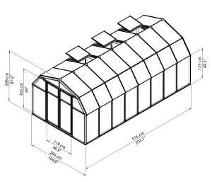 Palram - Canopia Hobby Gardner Green 8x16 Greenhouse