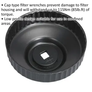 86mm Oil Filter Cap Wrench - 45 Flutes - 3/8" Sq Drive - Low Profile Design