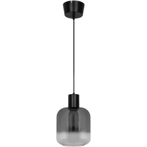 GoodHome Shepton Traditional Matt Black Smoked effect Pendant ceiling light, (Dia)180mm