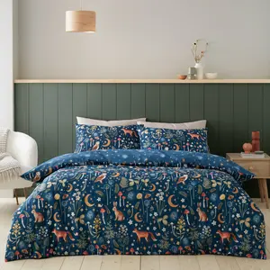 Enchanted Twilight Animals Duvet Cover Set Navy / King Duvet Cover + 2 Standard Pillowcases