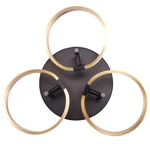 Modern Adjustable Gold Halo Rings LED Ceiling Light Fitting with Mat Black Base