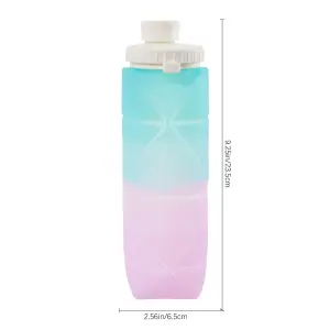 600ml Collapsible Silicone Water Bottle for Travel Gym Blue and Purple