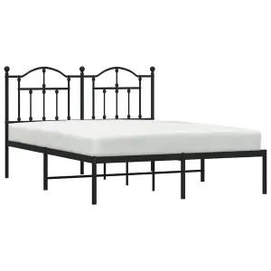 Berkfield Metal Bed Frame with Headboard Black 140x190 cm