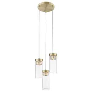 Luminosa Contemporary Cluster Pendant Ceiling 3 Light Antique Bronze, Crystal