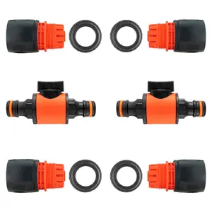 garden watering hosepipe/irrigation flow control valves with matching hose connectors(pack of 2 valves + 4 connectors)