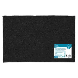 JVL Eden Machine Washable Latex Backed Doormat, 50x80cm,Black