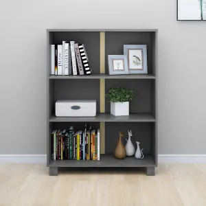 Berkfield Book Cabinet Dark Grey 85x35x112 cm Solid Wood Pine