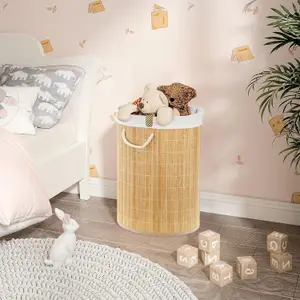 Laundry Basket with Lid Foldable Washing Hamper Bin with Removable Liner Bedroom Bathroom Dirty Clothes Storage Basket with Handl