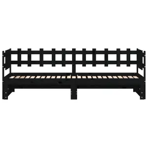 Berkfield Pull-out Day Bed Black 2x(80x200) cm Solid Wood Pine