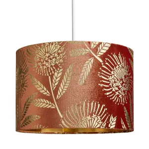 The Lighting Edit Varuna Orange Velvet effect Floral Light shade (D)30cm