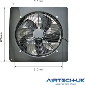 AirTech-UK Industrial Axial Commercial Extractor Fan Ventilator Exhaust Fan 500mm/ 20 inches 4 Pole Heavy Duty Powerful Low Noise