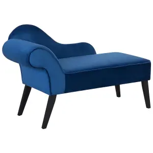 Left Hand Velvet Chaise Lounge Cobalt Blue BIARRITZ