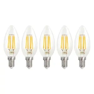 Harper Living 4.5 Watts E14 LED Bulb Clear Candle Cool White Dimmable, Pack of 5