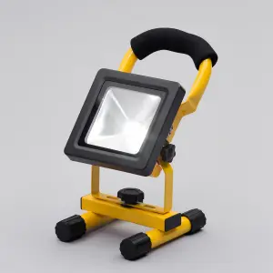 Litecraft Black and Yellow Industrial Slimline Outdoor 10W Battery Operated LED Work Light