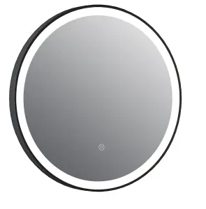 Keenware KBM-347 Aurora Round LED Black Framed Bathroom Mirror With Demister